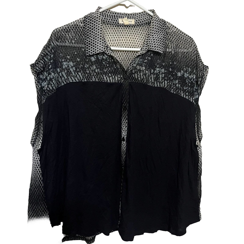 Silence & Noise Womens Top Size L Black Sheer Blouse Sleeveless Urban Outfitters